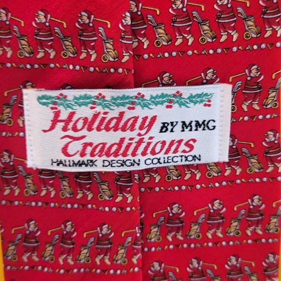 Holiday Traditions Men's Santa Golf Festive Neckties, KISSA - Picture 10 of 11